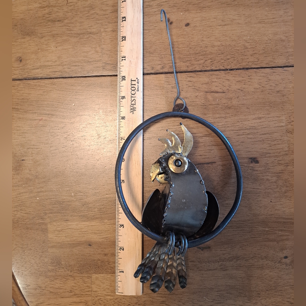 Metal & Copper Hanging Parrot In A Ring - Picture 5 of 6